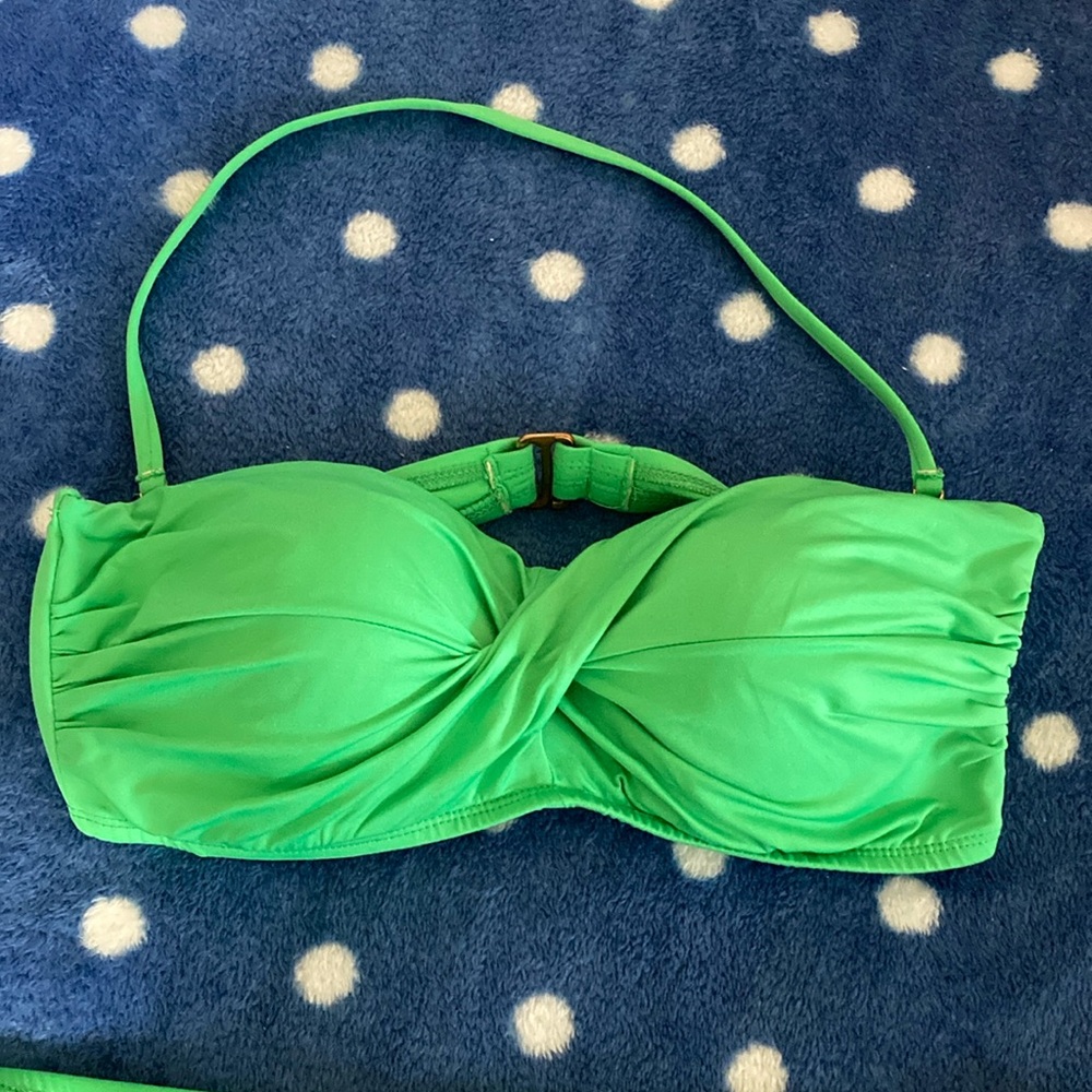 Mossimo twist bikini top in bright green with halter strap - size small